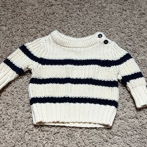 Striped Cream and Black Baby Sweater by Baby Gap, size 0-3 months